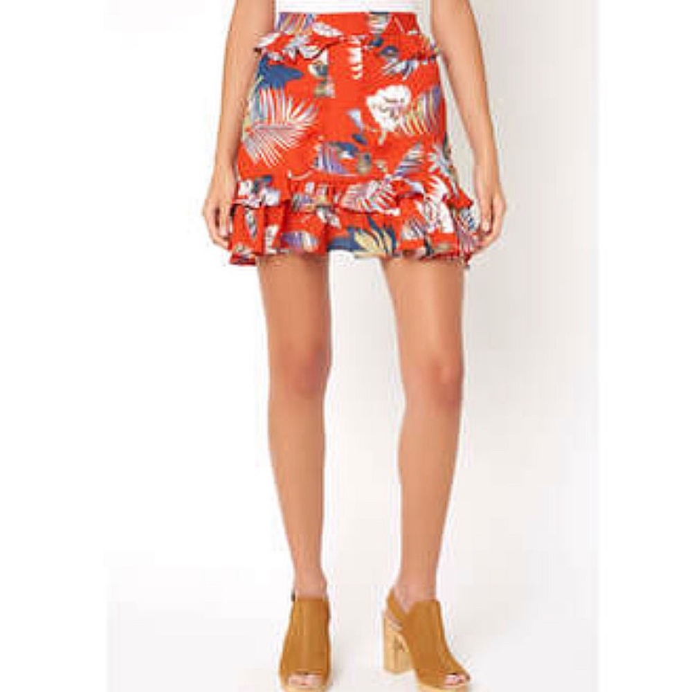Sage the Label Floral Ruffle Mini Skirt